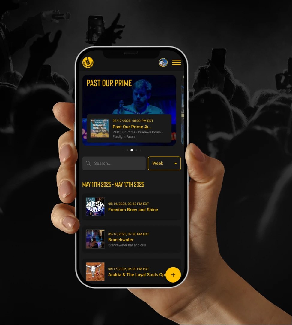 Upcoming events list